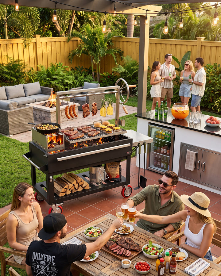Onlyfire Argentine Santa Maria Grill with Rotisserie, 5.6x2FT