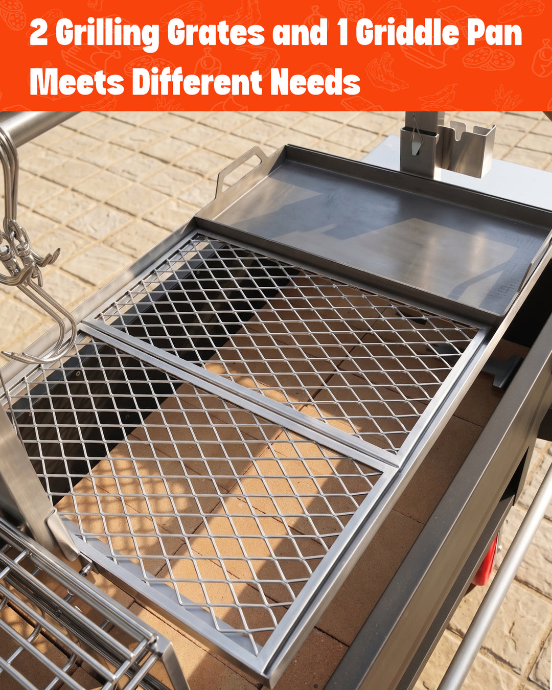 Onlyfire Argentine Santa Maria Grill with Rotisserie, 5.6x2FT