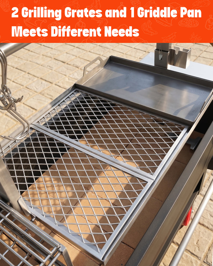 Onlyfire Argentine Santa Maria Grill with Rotisserie, 5.6x2FT