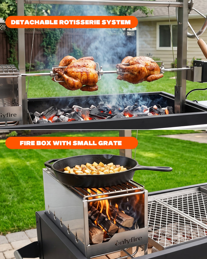 Onlyfire Argentine Santa Maria Grill with Rotisserie, 5.6x2FT