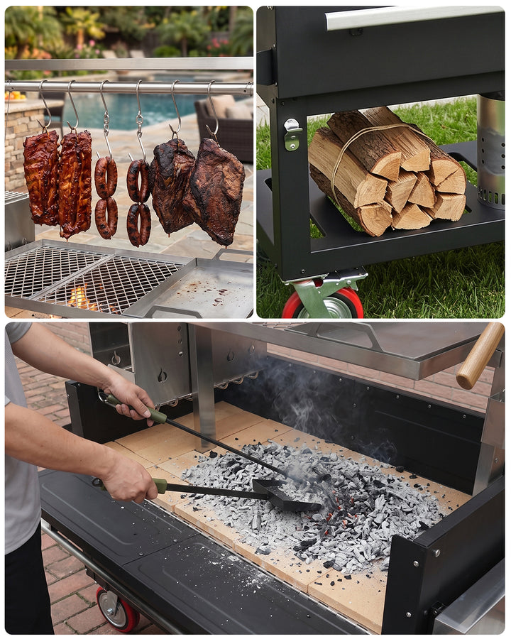 Onlyfire Argentine Santa Maria Grill with Rotisserie, 5.6x2FT