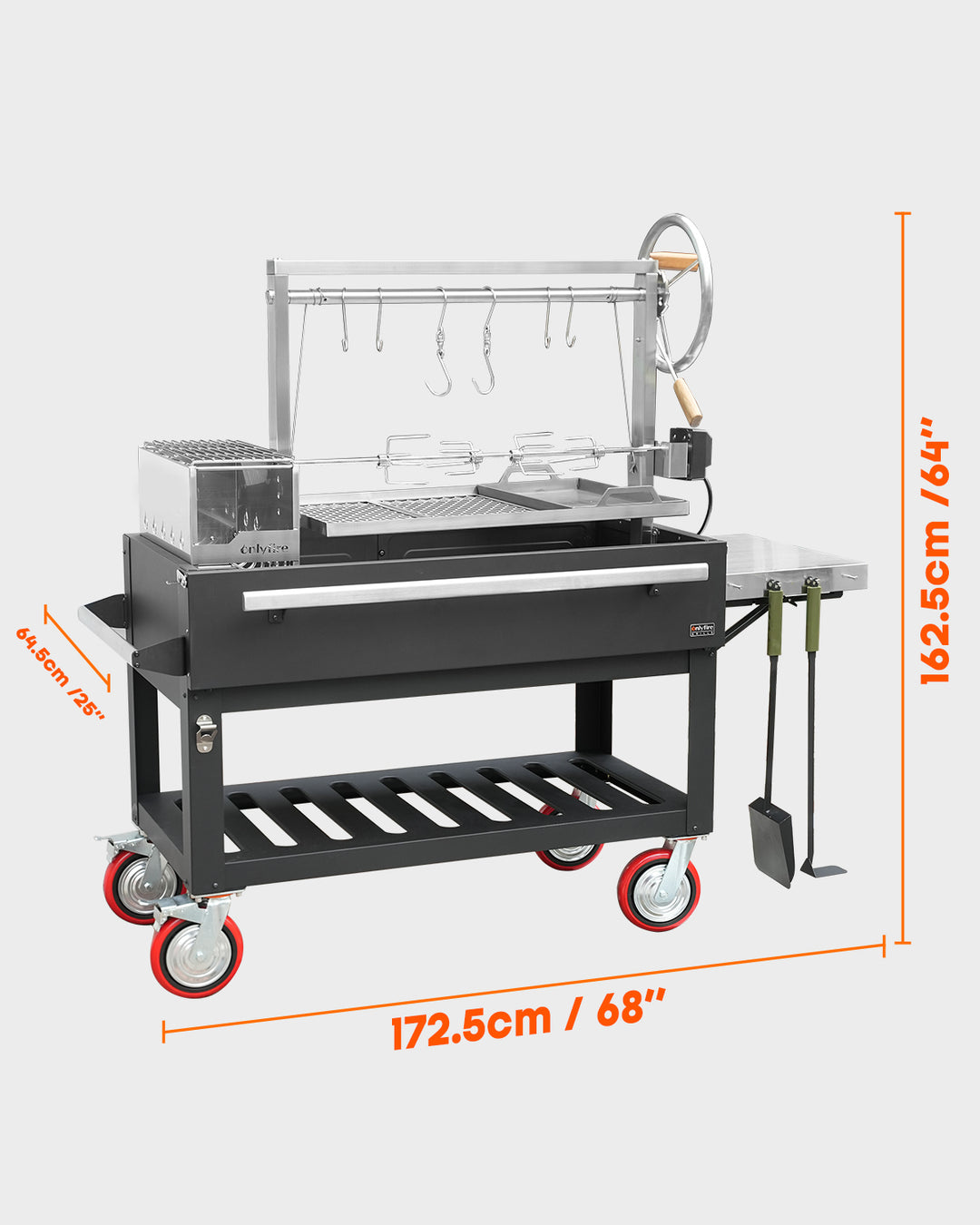 Onlyfire Argentine Santa Maria Grill with Rotisserie, 5.6x2FT