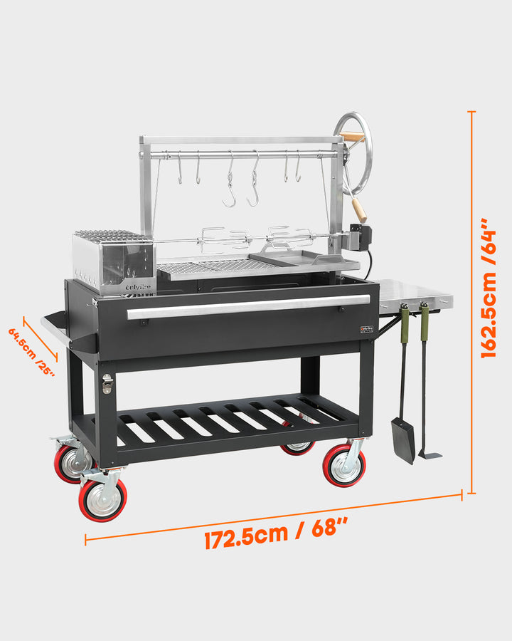 Onlyfire Argentine Santa Maria Grill with Rotisserie, 5.6x2FT