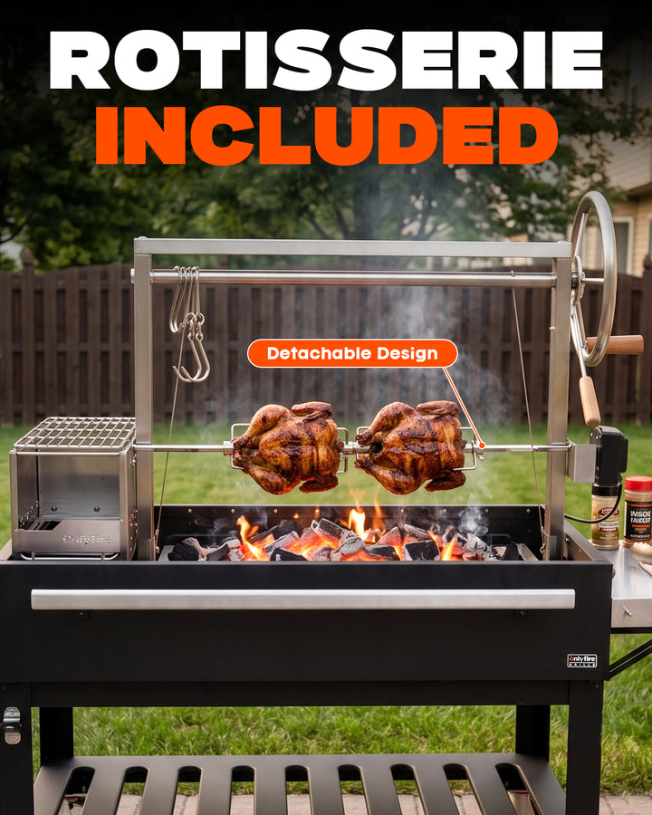 Onlyfire Argentine Santa Maria Grill with Rotisserie, 5.6x2FT