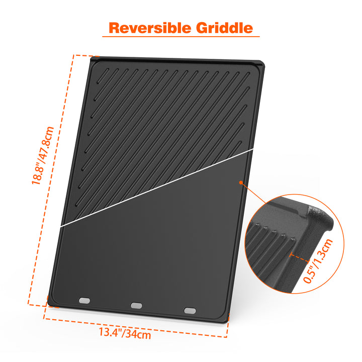 Onlyfire Reversible Cast Iron Cooking Griddle for Weber Genesis II & Genesis II LX 300 Series Gas Grills