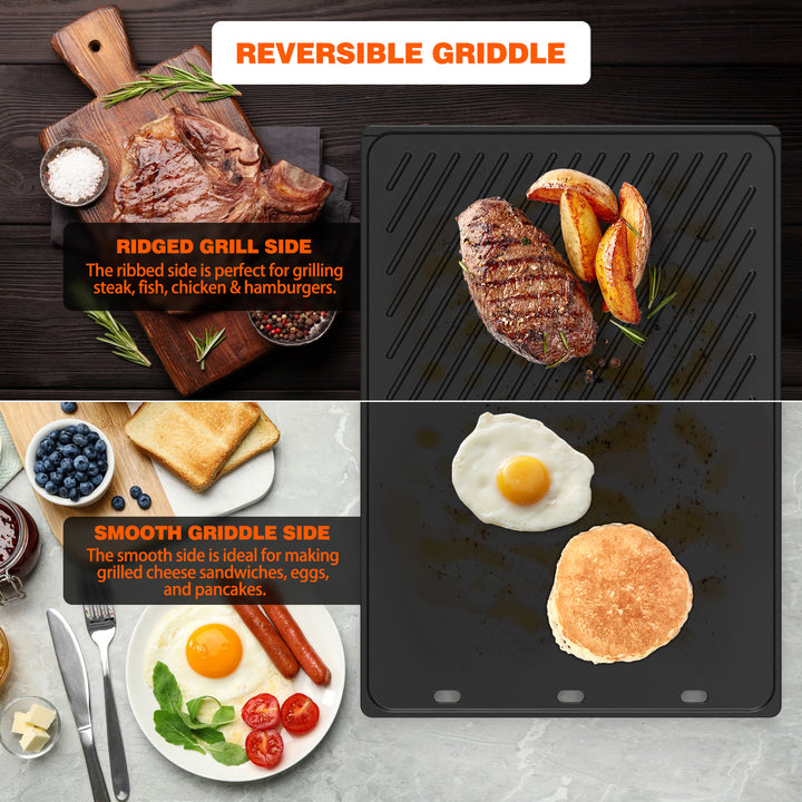 Onlyfire Reversible Cast Iron Cooking Griddle for Weber Genesis II & Genesis II LX 300 Series Gas Grills