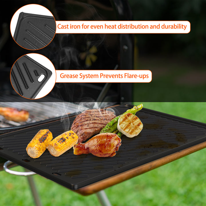 Onlyfire Reversible Cast Iron Cooking Griddle for Weber Genesis II & Genesis II LX 300 Series Gas Grills