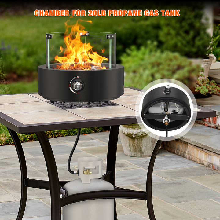 Onlyfire Bottom-Mounted Gas Fire Pit for Table with Umbrella Hole