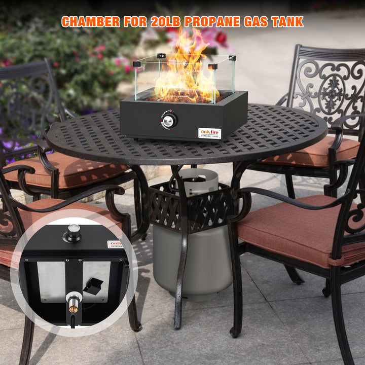 Onlyfire Tabletop Gas Fire Pit Bottom-Mounted for Table with Umbrella Hole