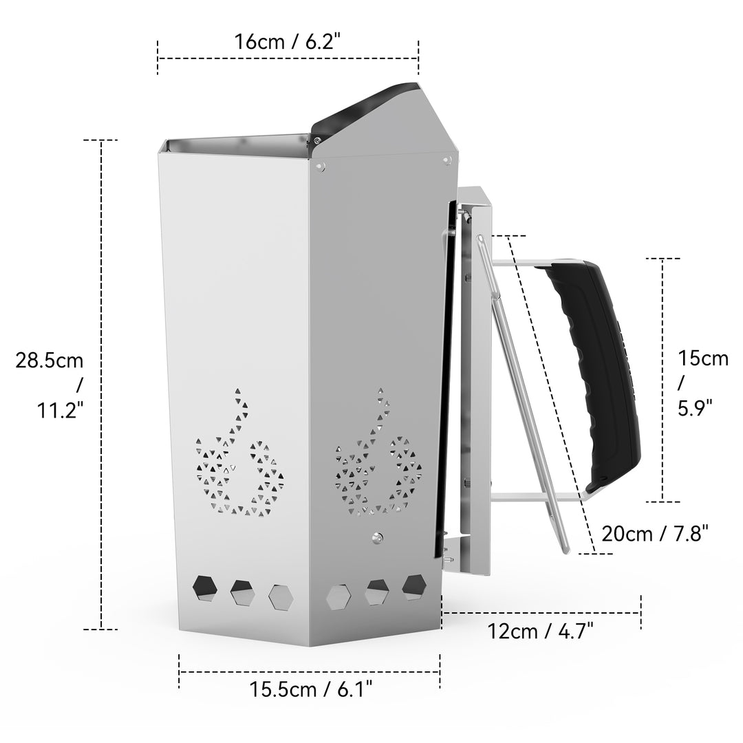 Onlyfire Stainless Steel Charcoal Chimney Starter for BBQ Grill – Quick Fire Starter Tool