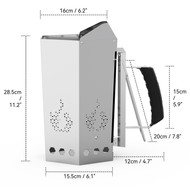 Onlyfire Stainless Steel Charcoal Chimney Starter for BBQ Grill – Quick Fire Starter Tool