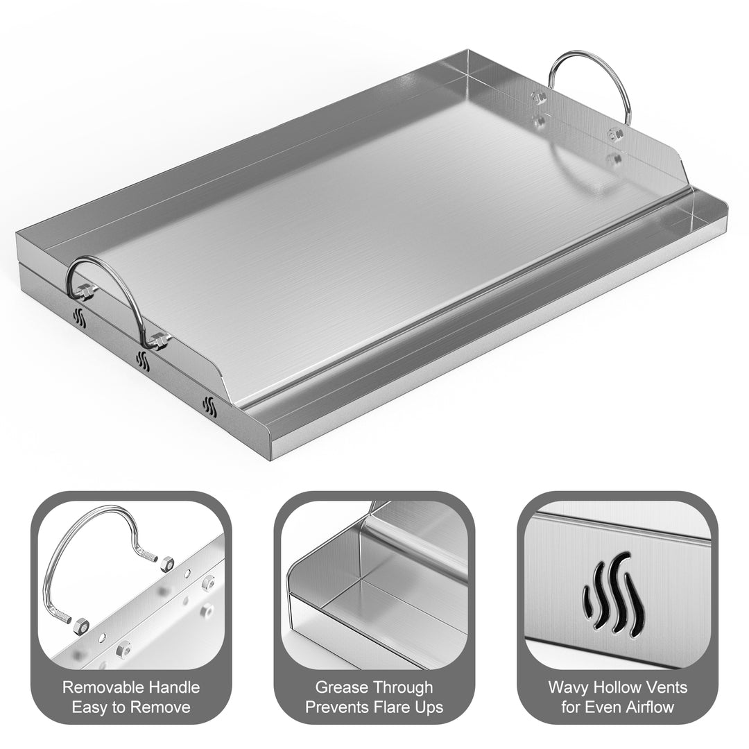 Onlyfire Universal Stainless Steel BBQ Griddle Flat Top Griddle Insert | 25"x16"