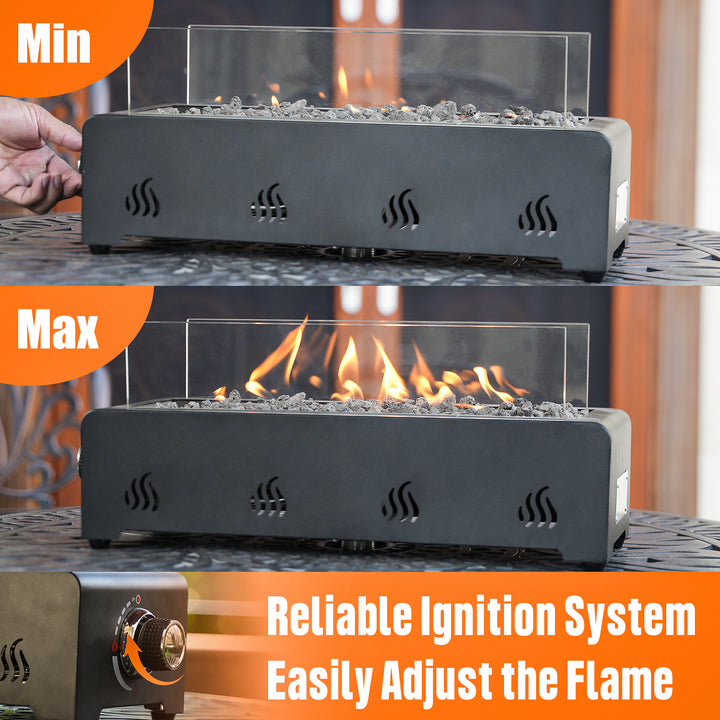 Onlyfire 18'' Tabletop Propane Fire Pit – Glass Wind Guard & Lava Rock