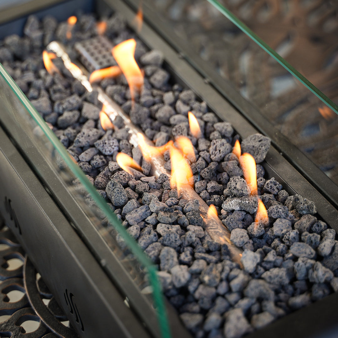 Onlyfire 18'' Tabletop Propane Fire Pit – Glass Wind Guard & Lava Rock