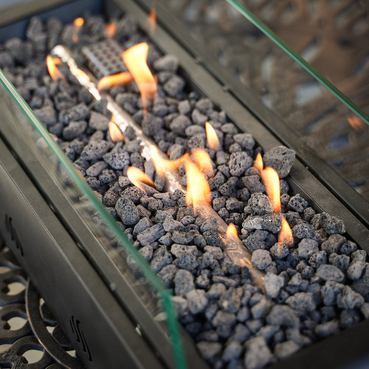 Onlyfire 18'' Tabletop Propane Fire Pit – Glass Wind Guard & Lava Rock