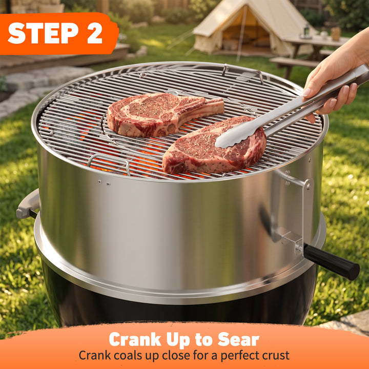 Onlyfire Adjustable Charcoal Grate Attachement for Weber 22 inch Kettle