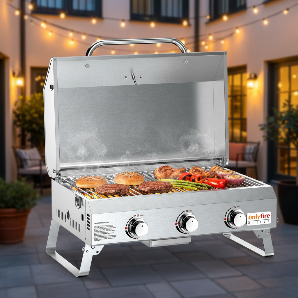 Onlyfire Tabletop Gas Grill 3 Burners, 24"  Propane Grill