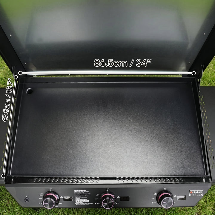 Onlyfire 36" 3-Burner Gas Griddle 57600 BTU with Cart, LED Knobs & Cover
