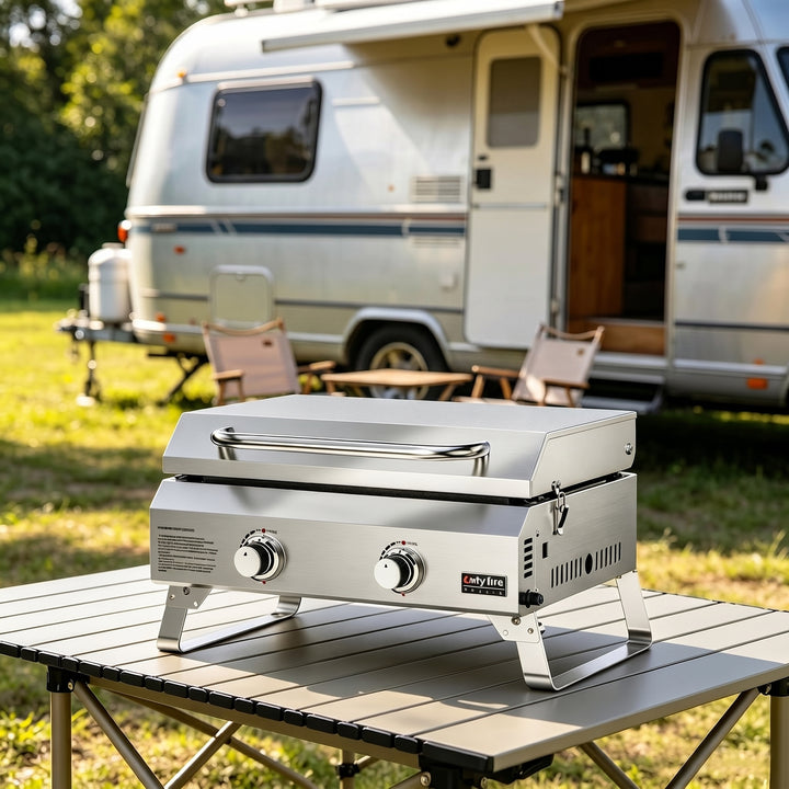 Onlyfire- Flat Top Tabletop 2-Burner  Gas Griddle