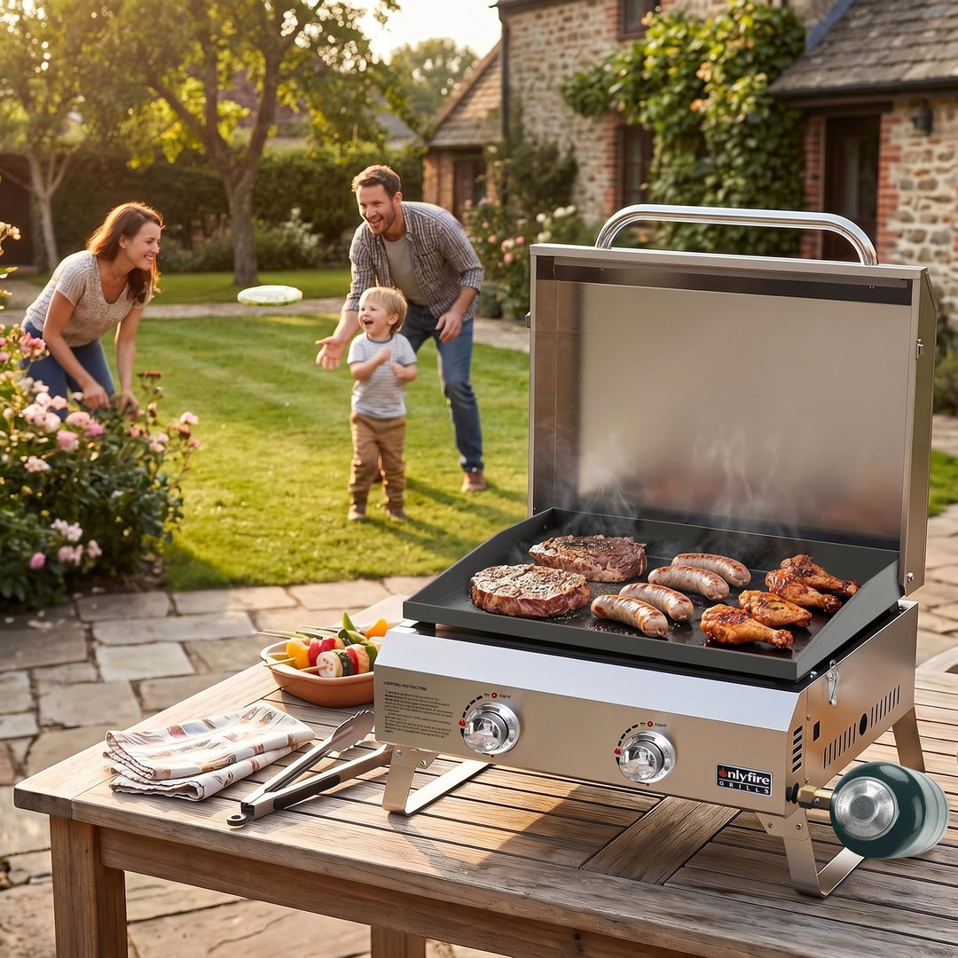 Onlyfire- Flat Top Tabletop 2-Burner  Gas Griddle