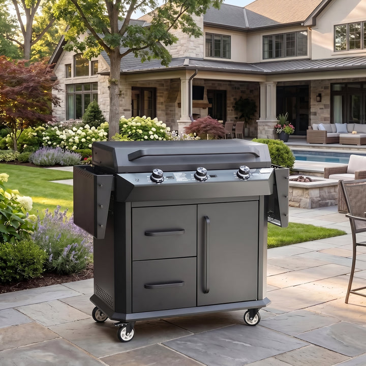 Onlyfire 36" 3-Burner Gas Griddle 57600 BTU with Cart, LED Knobs & Cover