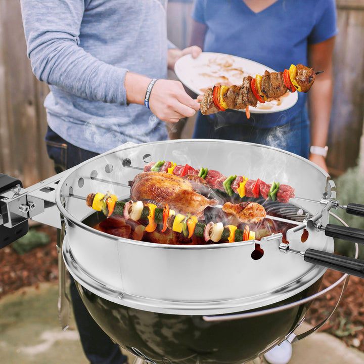 Onlyfire 22.5" Skewer Rotisserie Ring Kit for Kettle Charcoal Grill with 7 Flat Skewers