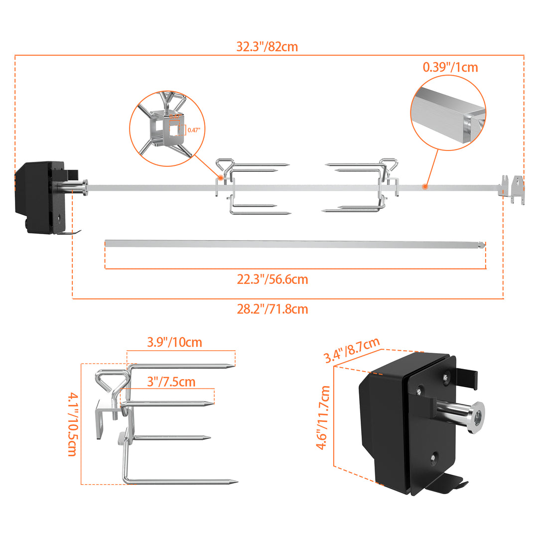 only fire Rotisserie Kit BBQ Grilling  for Masterbuilt Gravity 560 and 1050 Series Grills