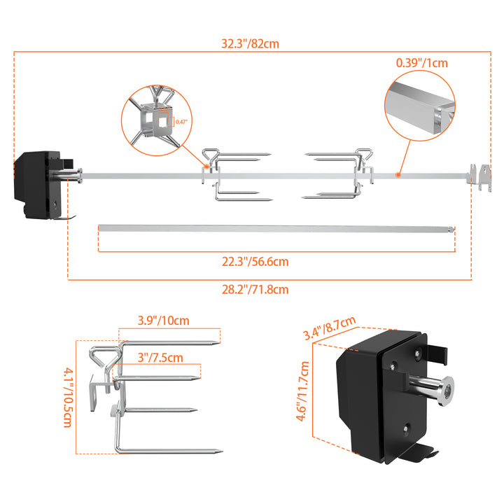 only fire Rotisserie Kit BBQ Grilling  for Masterbuilt Gravity 560 and 1050 Series Grills