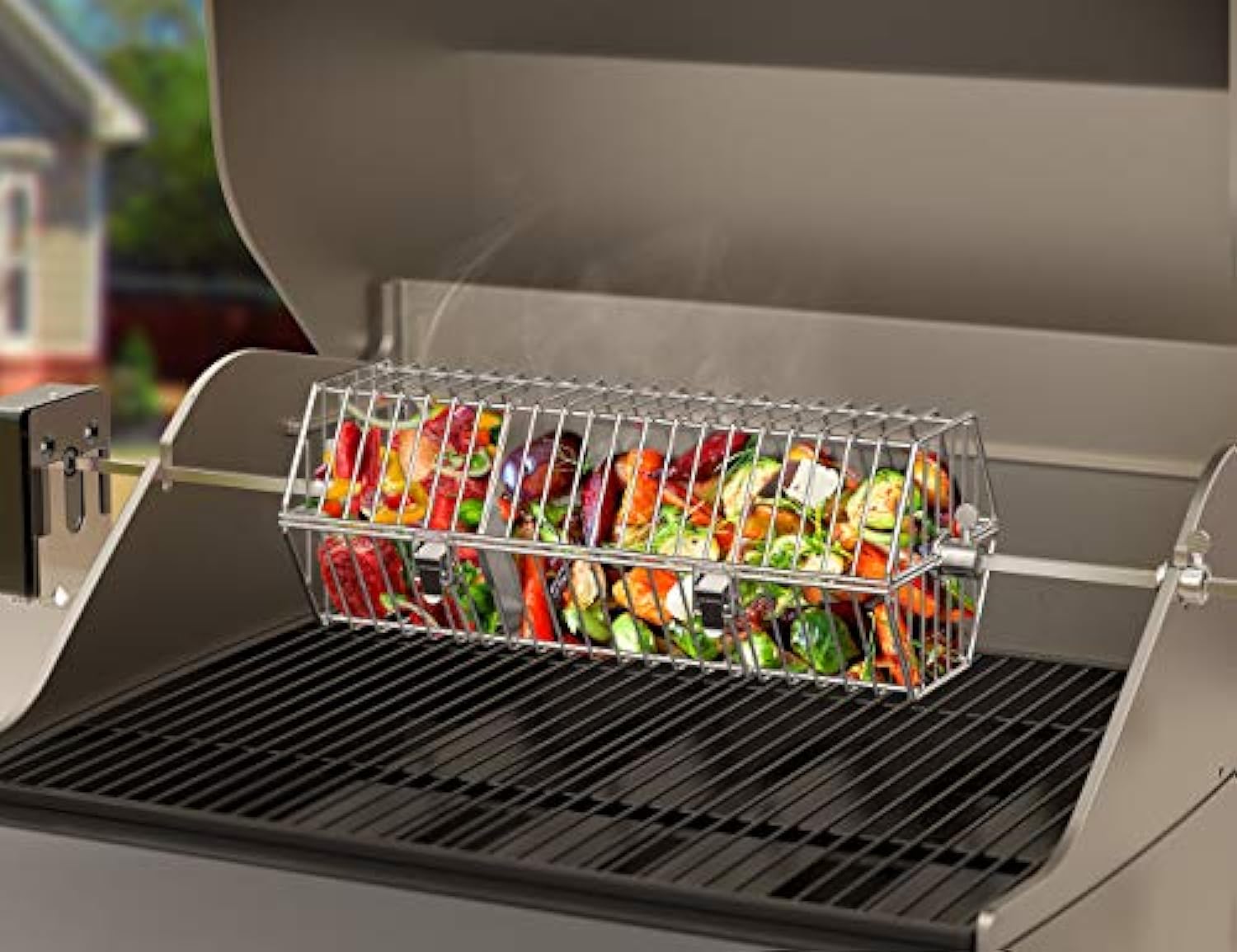 Spit Rods Vertical Onlyfire Round Tumble Rotisserie Spit Rod Basket 17 inch – OnlyFire