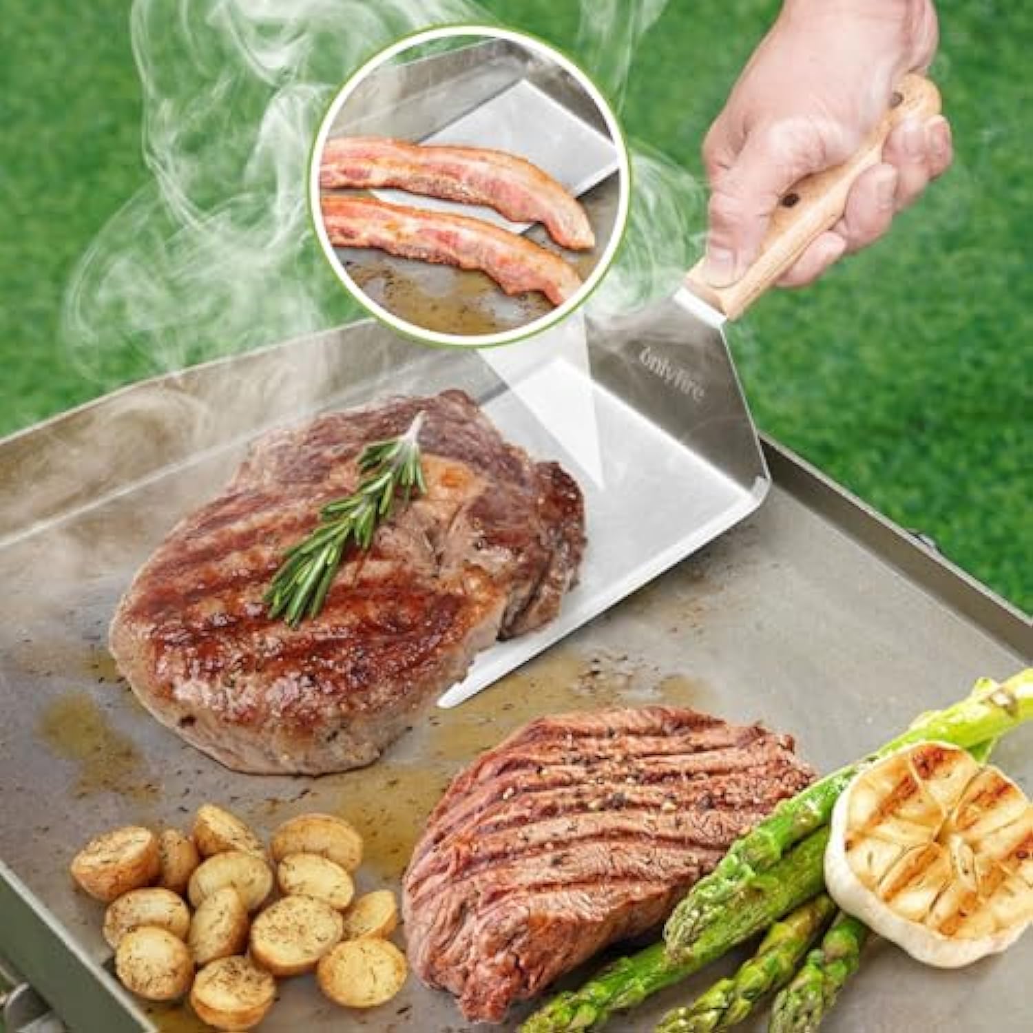 Onlyfire Griddle Accessories Kit 4PCS – Burger Press & Spatula Set